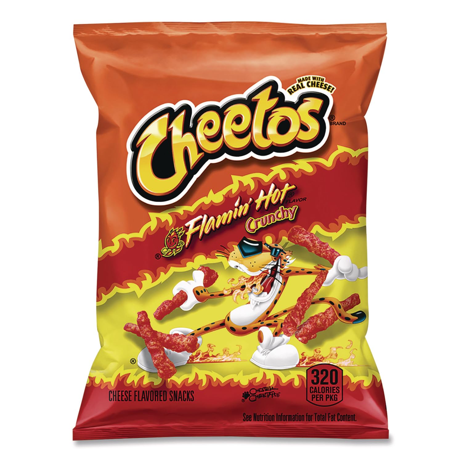 Cheetos Cheese Snacks, Crunchy Hot, 2-Ounce Large Single Serve Bags (Pack of 64)