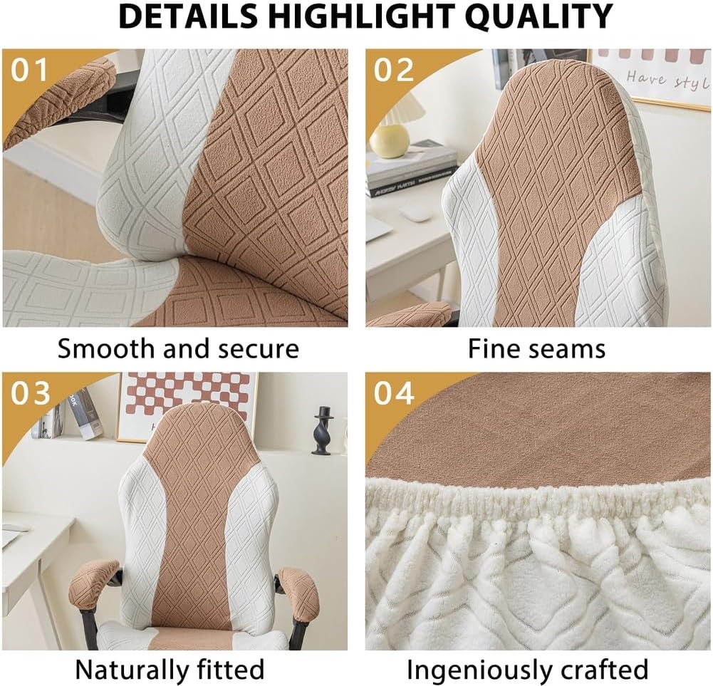 Gaming Chair Covers Stretch Office Desk Chair Cover Ergonomic Rotating Armchair Protector with Zipper for Office Home Decorative,E,2 Pack
