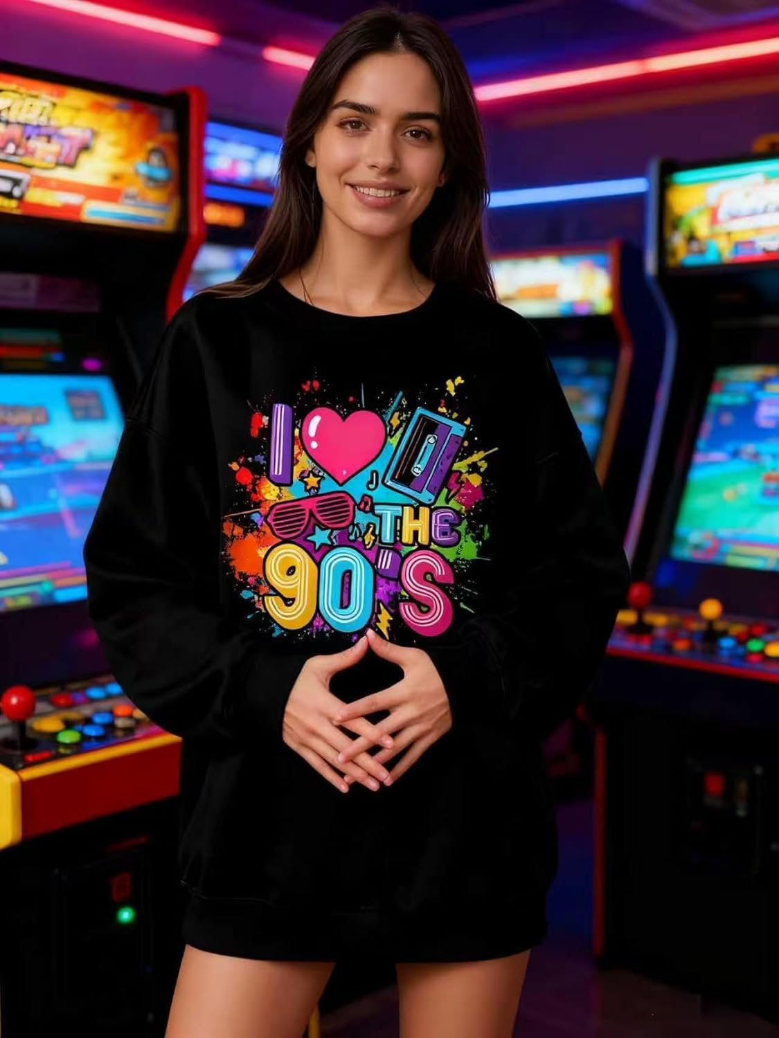 Women 90's Oversized Sweatshirt 90s Outfit Shirt I Love The 90S Tshirt for Girls Birthday Party Long Sleeve Tops - Image 4