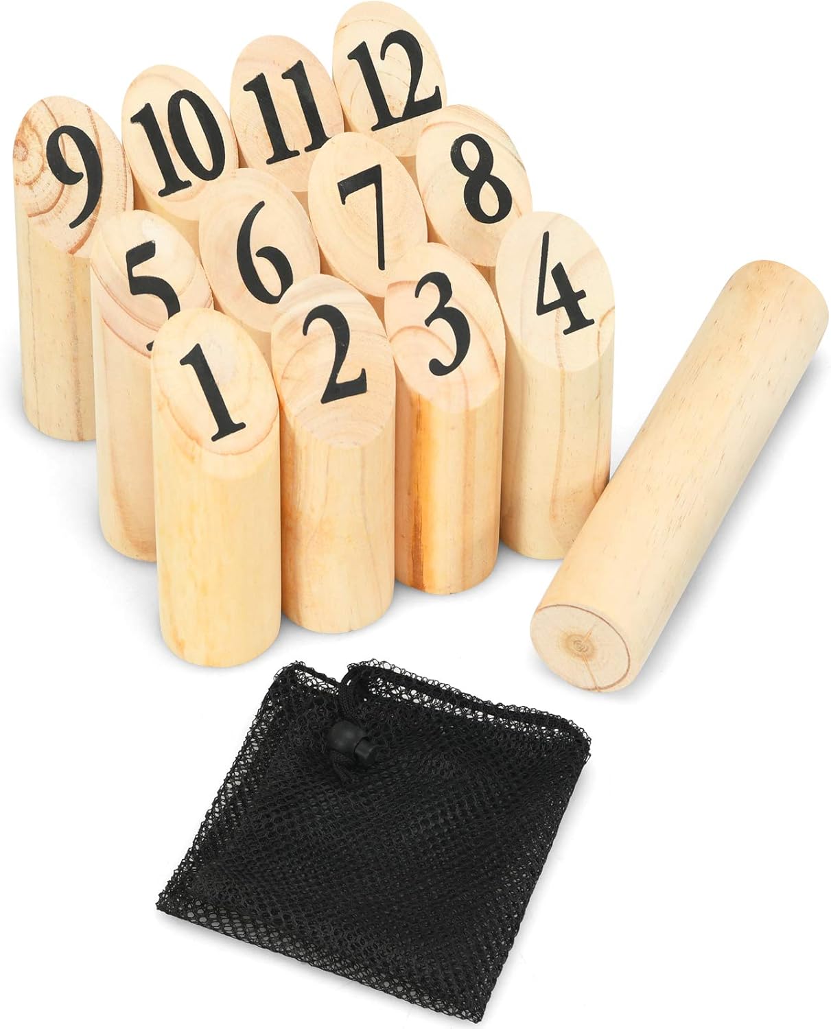 COSTWAY Numbers Kubb, Outdoor Number Throwing Game with Storage Bag