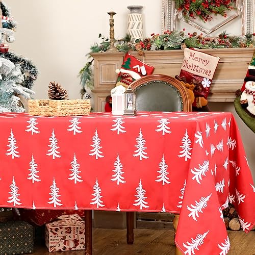 Miniatura 3 de ARKENY ATC475-84 - Mantel de Navidad rectangular de 60 x 84 pulgadas, diseño de árboles de Navidad, decoración de festividades, para interiores y
