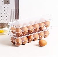 Vista 4 de JAMOR Caja de almacenamiento de huevos de 12 rejillas para refrigerador, bandeja para huevos con tapa, estante apilable para huevos, caja