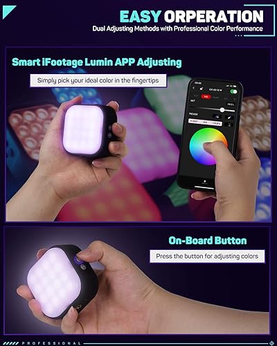 Miniatura 4 de IFOOTAGE Luz de video para cámara, luz de cámara inteligente RGBW portátil, control inteligente por aplicación18 efectos de