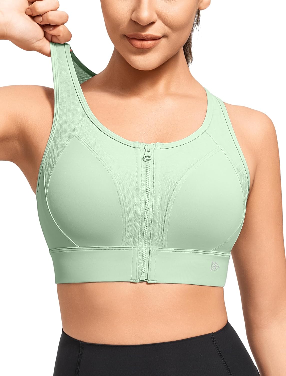 Yvette High Support Sports Bras for Women Zip Front Closure Sports Bra Plus Size Supportive Mold Cups Running Workout