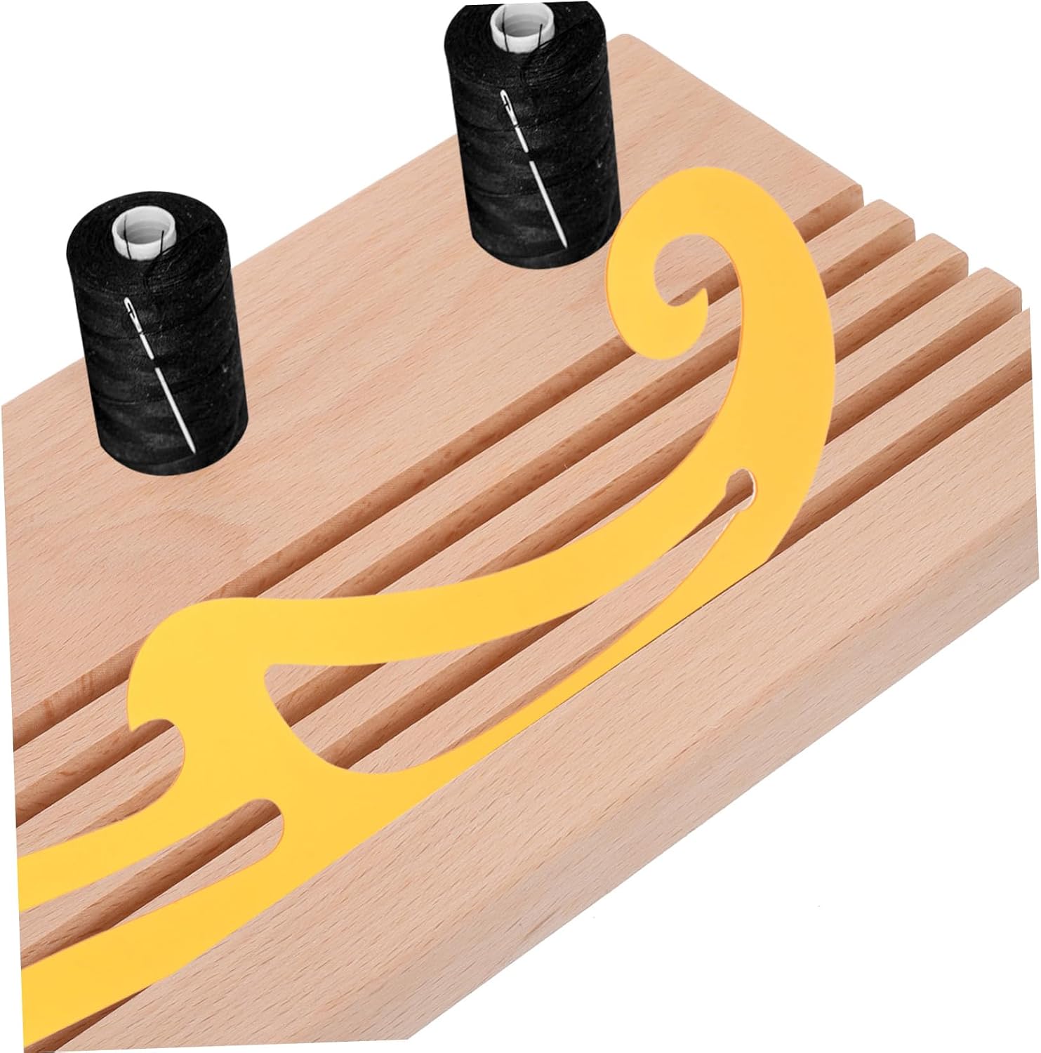 IWOWHERO Ruler Organizer Quilt Ruler Stand Wooden Thread Spool Holder Multi-Purpose Desk Tool Storage
