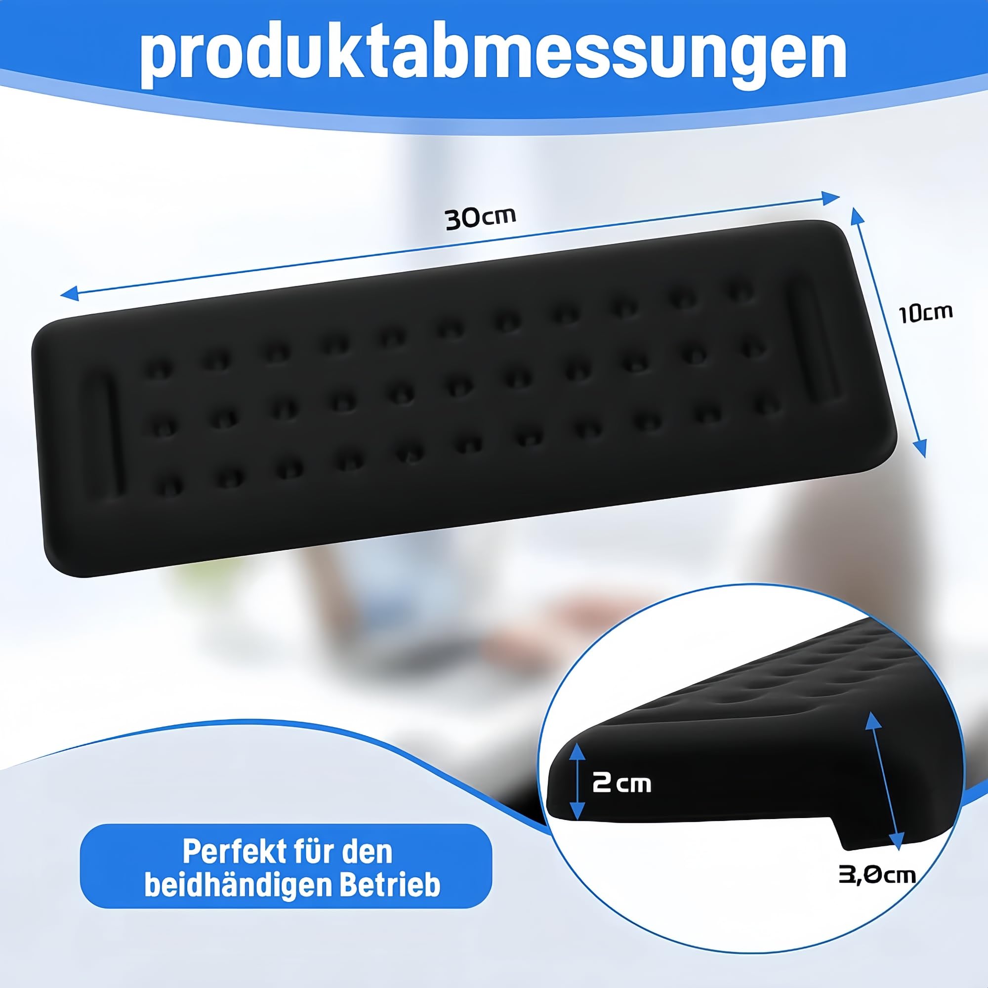 Handballenauflage Tastatur & maus L-förmige Armauflage Schreibtisch 30x10cm | Ergonomische Handgelenkauflage Memory-Schaum, Rutschfeste Schreibtischunterlage mit Kantenschutz für Unterarm & Ellbogen