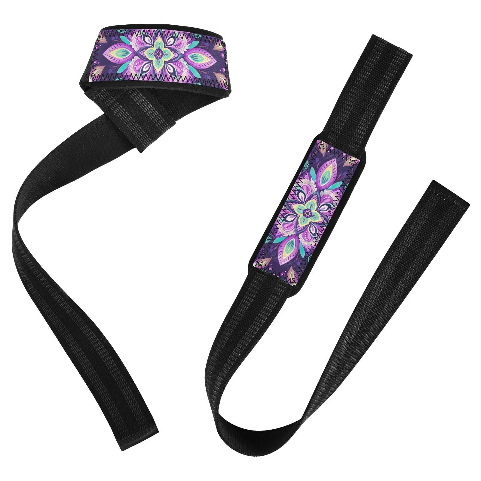 Nander Beautiful Mandala Wrist Straps for Weightlifting,Lifting Straps with Neoprene Cushioned Wrist Padded and Anti-Skid Silicone for Strength Training,Bodybuilding,Deadlifting
