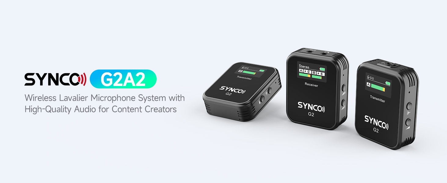 SYNCO G2(A2) Wireless Lavalier Microphone, 2.4GHz Dual Channel