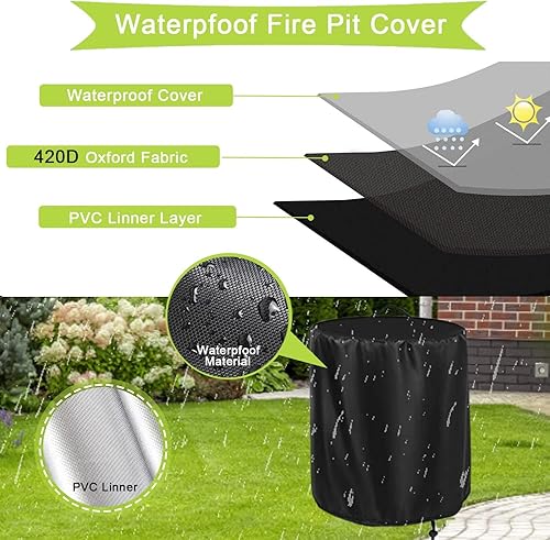 Miniatura 8 de Cubierta para fogata para estufa individual Yukon de 27 pulgadas, cubierta impermeable para estufa individual Yukon con asas y cordón, 28 x 16