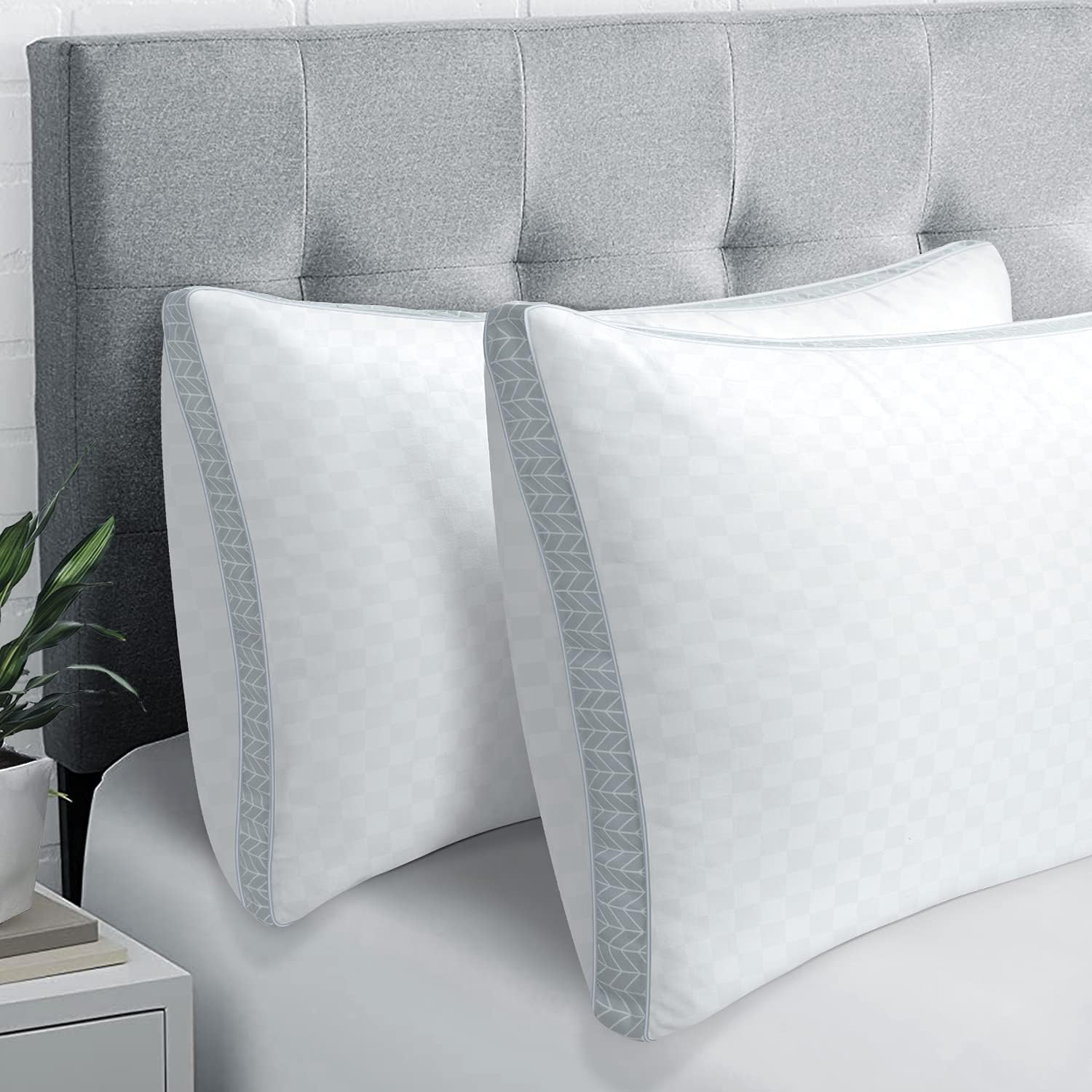 BedStory Pillows for Sleeping King Size, 2 Pack Ultra Soft Bed Pillows, Down Alternative Gusseted Pillows with Plush Fiber Fill - Ideal for Back, Stomach, or Side Sleepers - Light Grey : Home & Kitchen