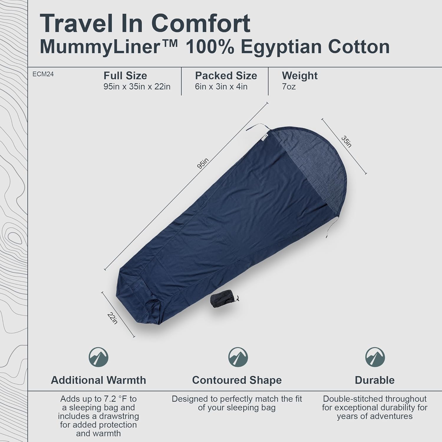 COCOON - Premium - Egyptian Cotton MummyLiner - Tuareg Blue