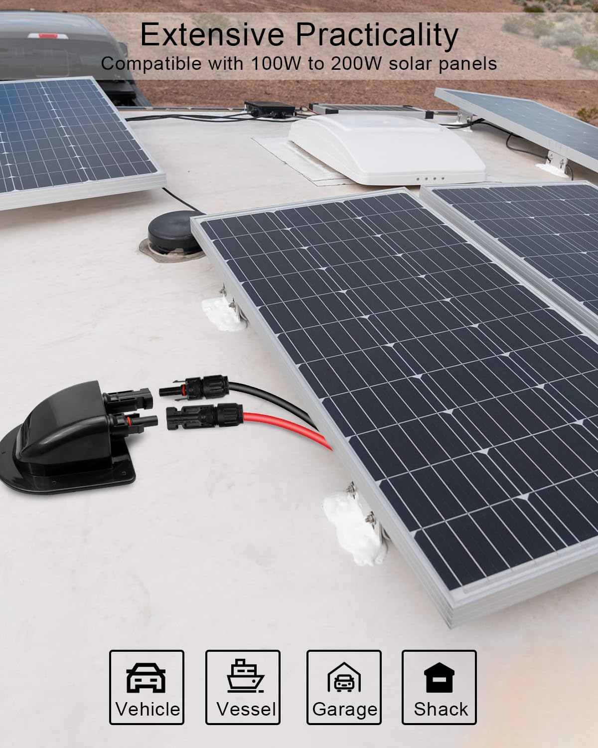 Solar Cable Entry Gland With 10ft Extension | Weatherproof Junction Box ...