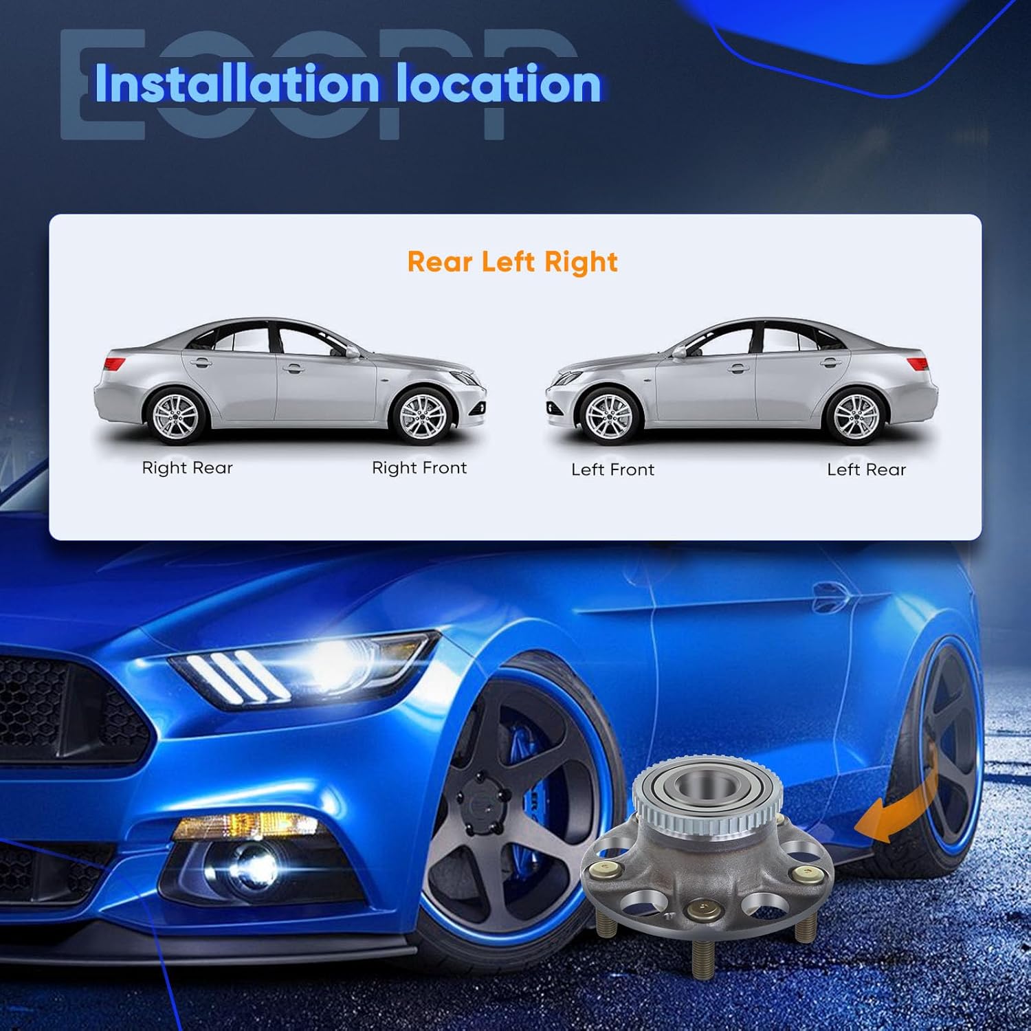 ECCPP Wheel Hub and Bearing Assembly Rear 512188 Replacement for 2003 2004 2005 2006 2007 2008 Acura TL Honda Accord 5 Lugs Wheel Bearing Hubs with ABS 1 pcs - Image 6