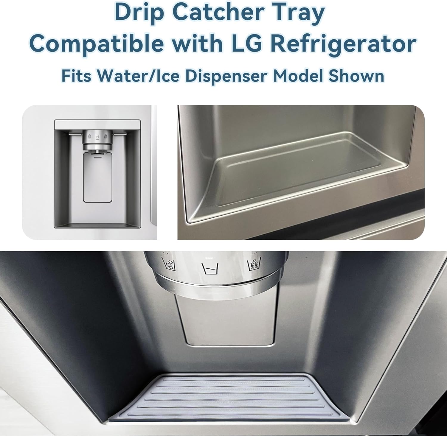 Magnetic Refrigerator Drip Catcher Tray for LG Fridge Water Dispenser - Fits Ice Maker and Water Dispenser (light gray)
