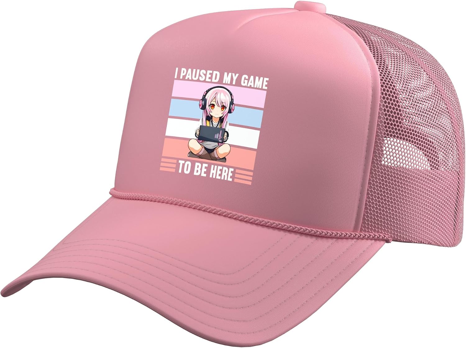 I Paused My Game to be here Gaming Girl Video Gamer Girl Trucker Hat with Adjustable Mesh Back
