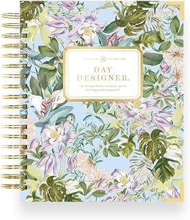 Day Designer 2026 Daily Planner – Premium Planner for Stylish Organization. Combines Monthly Calendar, Hourly Schedule, To-Do List, Gratitude, Goal Setting, Inspirational Quotes, Stickers & More. Elegant laminated Cover with Gold Accents (Palmetto Design - 2026)