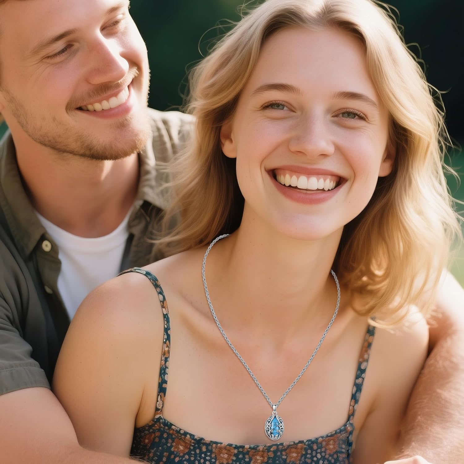 Turquoise Locket Necklace 925 Sterling Silver Filigree Locket Pendant That Holds Pictures Photo Necklace Memory Jewelry Gifts For Women - Image 5