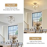 Vista 5 de Lámpara de techo empotrada de níquel cepillado, accesorios de iluminación geométrica multidireccional, marco de metal moderno, luces de vestíbulo