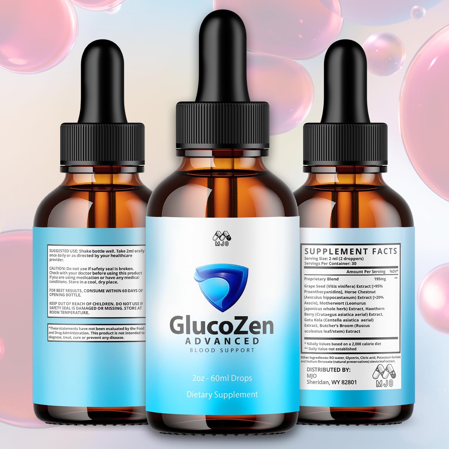 (2 Pack) Glucozen Drops, Official Gluco Zen Blood Support with All Natural Ingredients, Advanced Glucozen Drops Health & Wellness Supplement Formula with Maximum Strength Multivitamins (60 Servings)