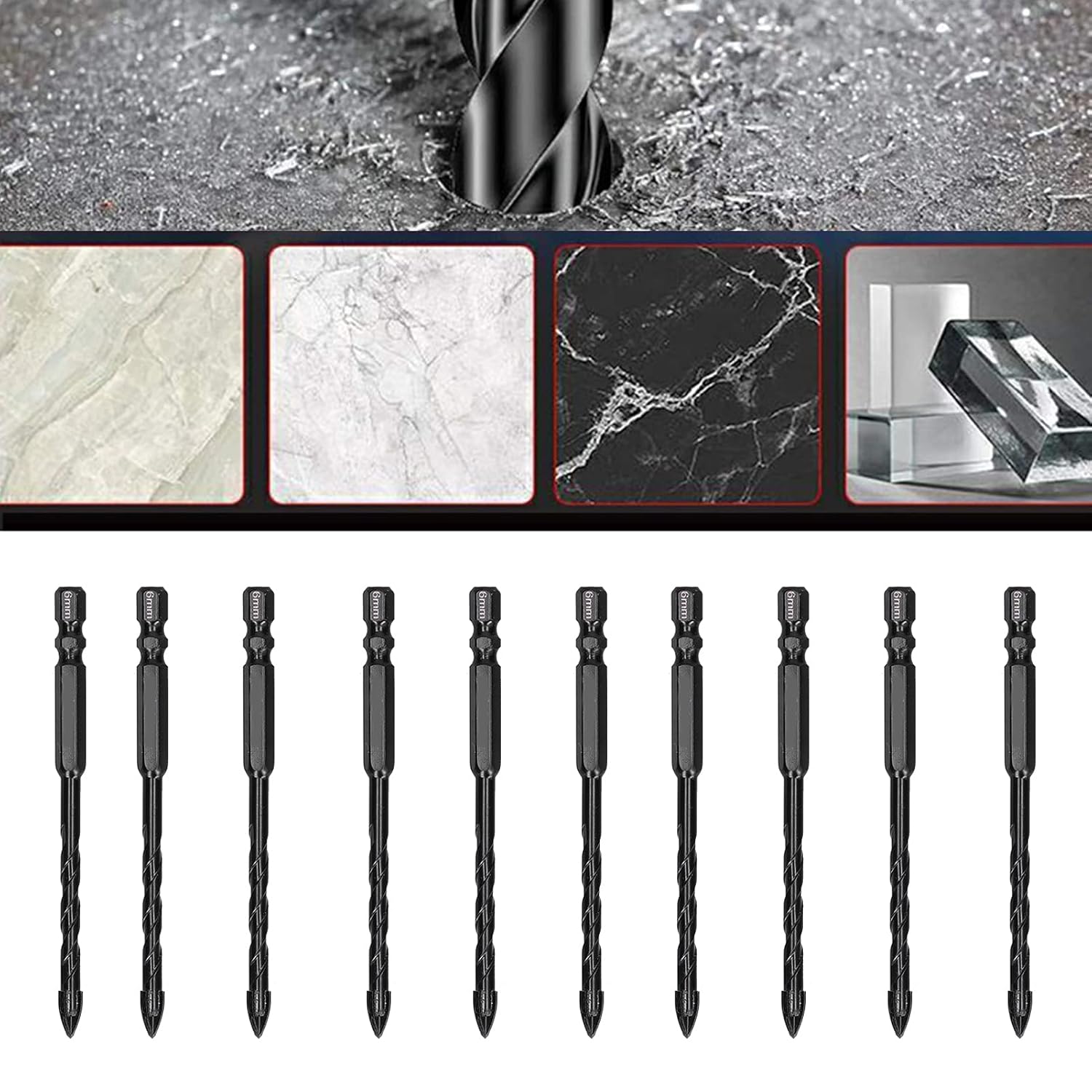 Drill Bits Set, Concrete Drill Bit Ceramic Drill` for Mirrors for Flower Pots