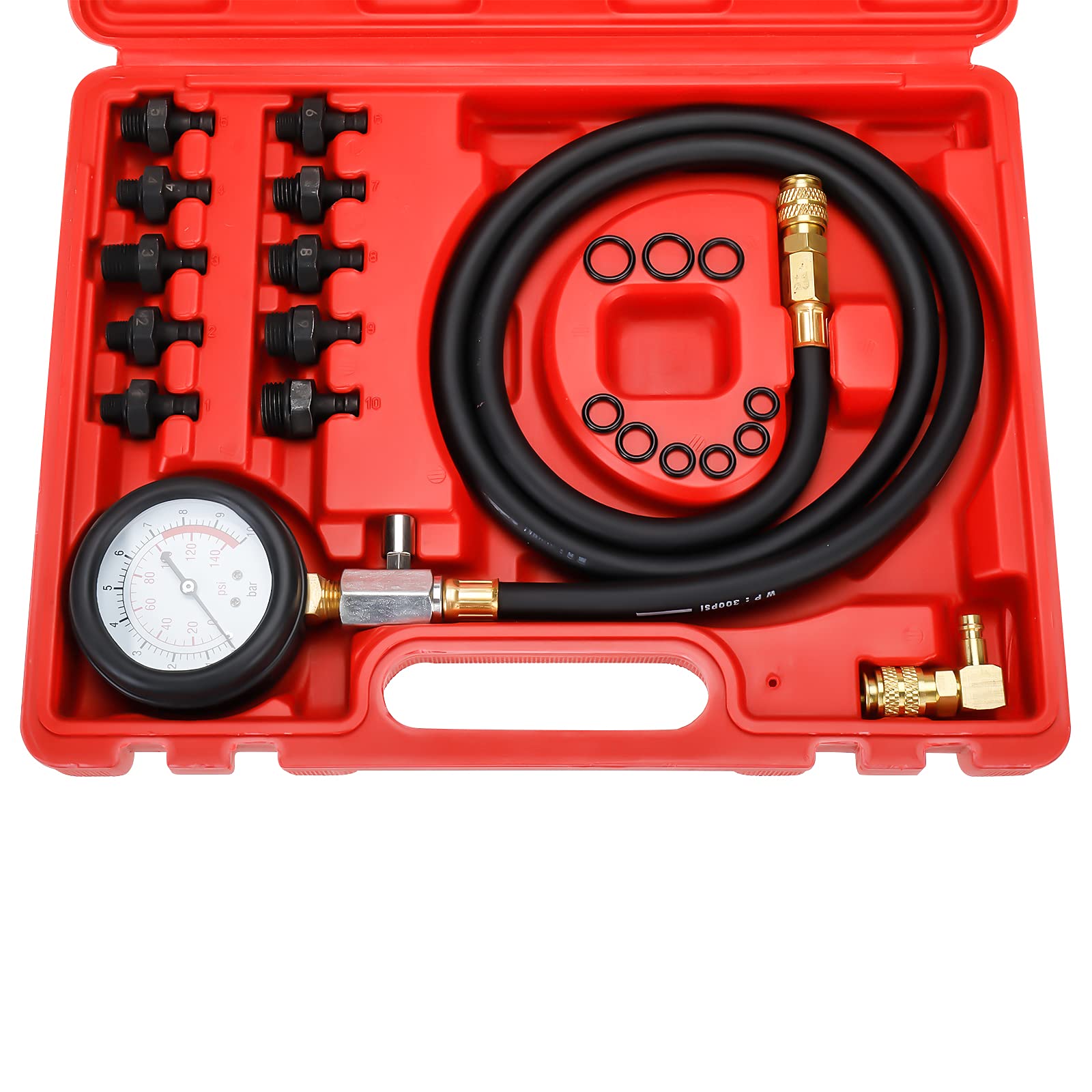 BOOMSTART Set di misuratori di pressione dell'olio motore, set di test diagnostici con 10 adattatori per moto, auto, camion, furgone