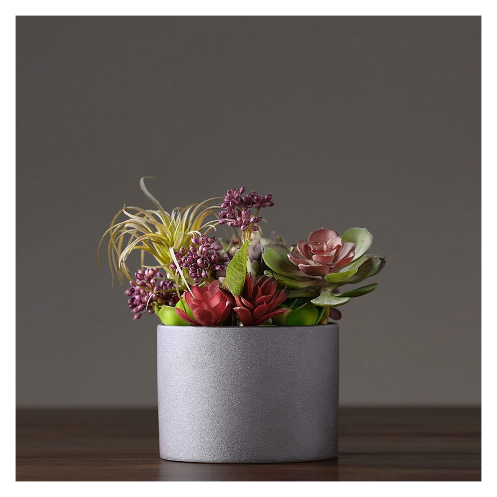 NGDFGR Artificial Potted Plant Decor Decorative Round Faux Potted Succulents/Artificial Plant In Gray Cement Flower Pot Home Office Modern Decoration Perfect Housewarming Gift F,A