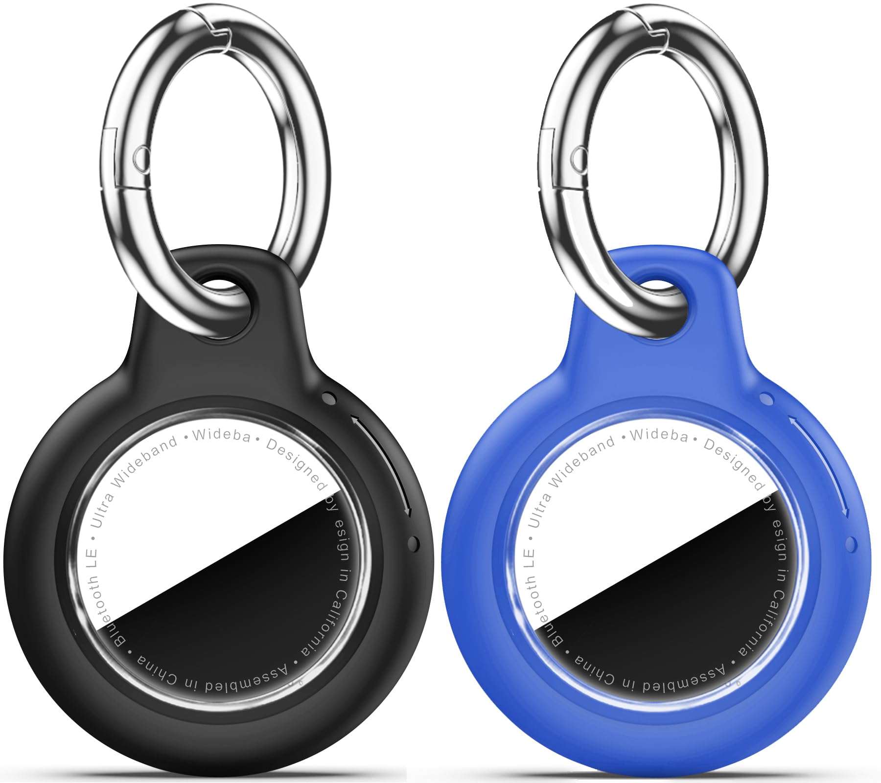 Upgrade Waterproof 2 Pack Airtags Holder with Apple Airtags Keychain, Hard PC Air Tag Case, Anti-Scratch &amp; Shock Air tag Holder, Men's Women's Keyrings &amp; Keychains -Black+Blue