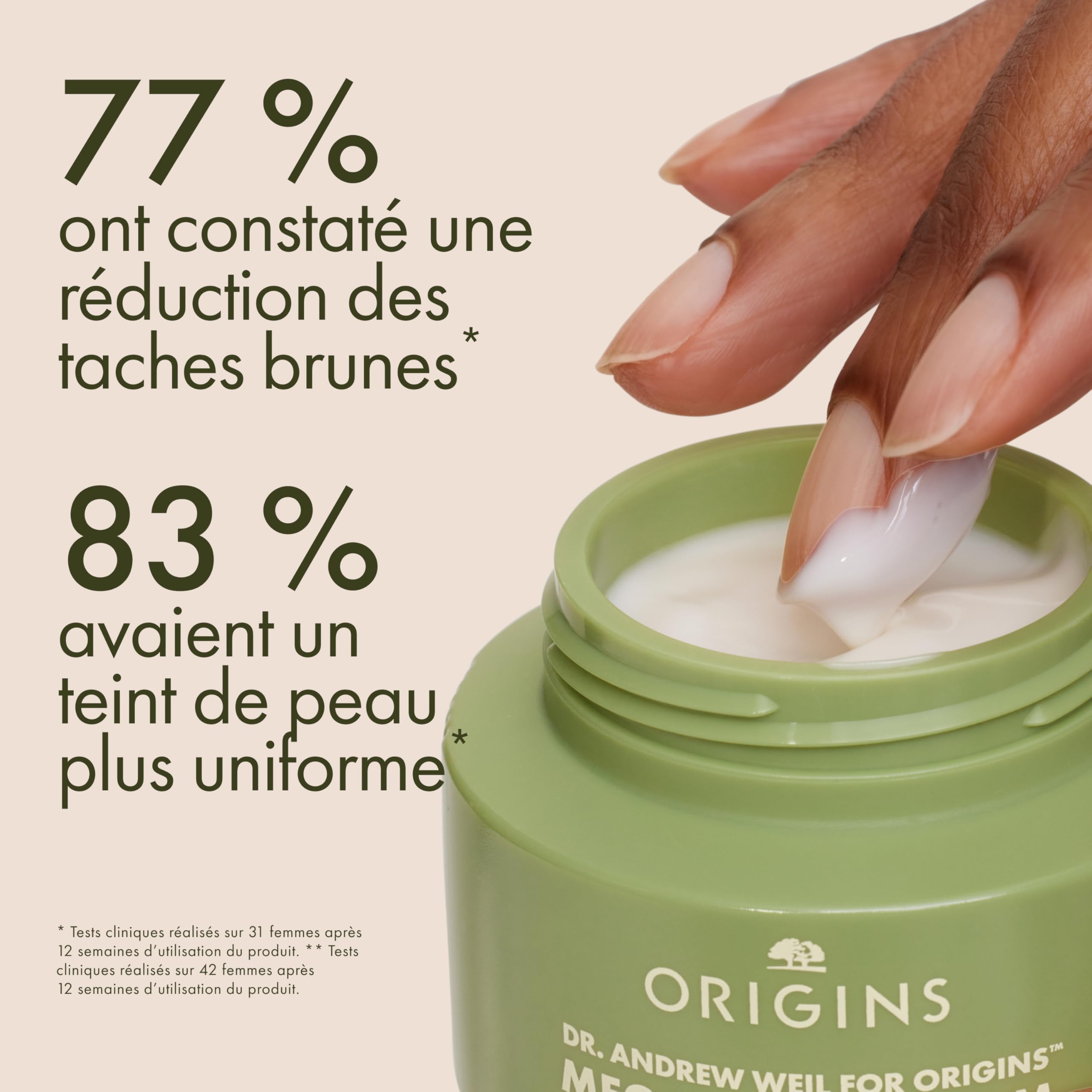 Origins Mega-Mushroom Soin Hydratant Correcteur Anti-Taches, Réduit l’hyperpigmentation visible et les marques post-acné, Contient de la vitamine C et du champignon Reishi, 50 ml