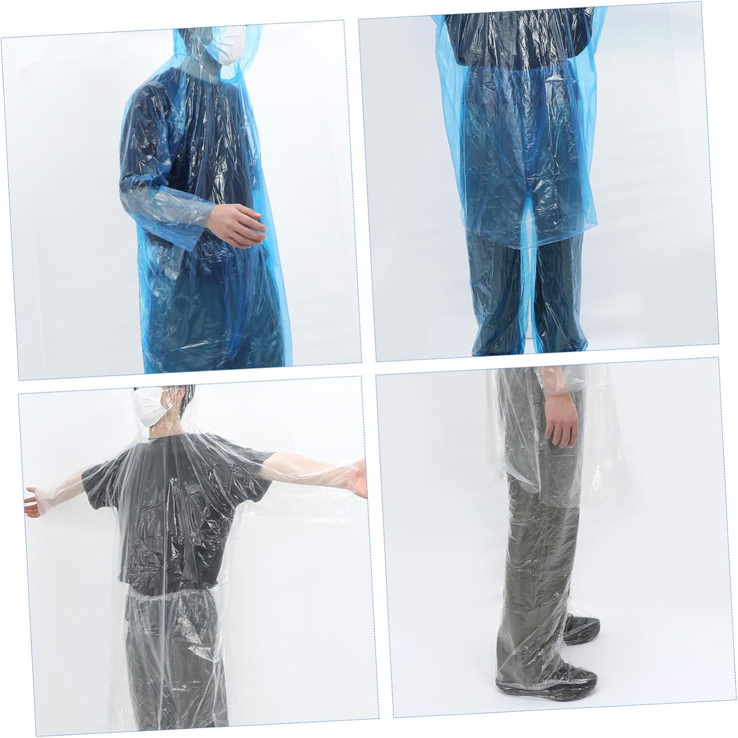 VANZACK 10sets Full Coverage Rain Ponchos Hood Sturdy Women Raincoat Emergency Survival Raincoat Lightweight Rain Jacket for Outdoor Activities