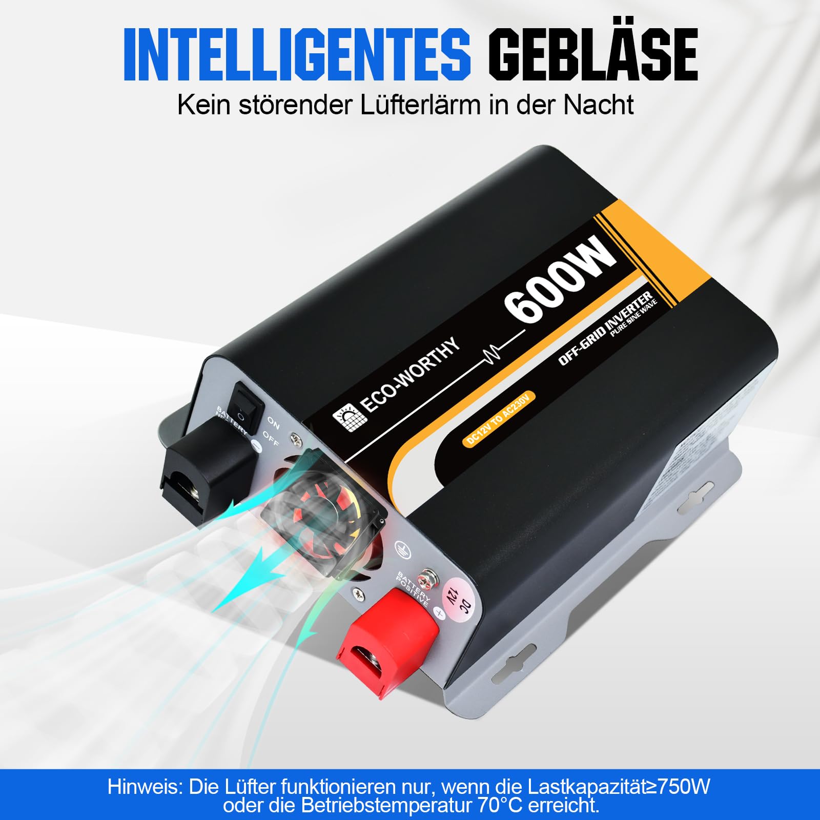 DEWIN 500 W Grid Tie Inverter, MPPT voedingsomvormer, netgekoppelde omvormer voor zonne-energie PV panelen, 12 V, instelbare batterijontlading, AC 220 V