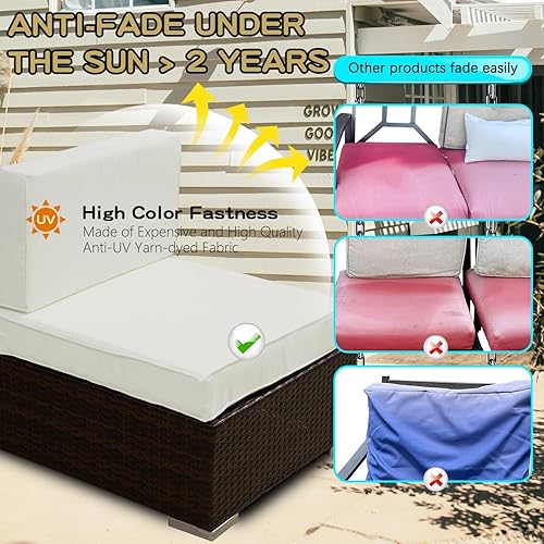 Miniatura 5 de ClawsCover Paquete de 10 fundas de repuesto para asientos y respaldos para exteriores, para 5 piezas de mimbre de 4 plazas, juego de conversación de