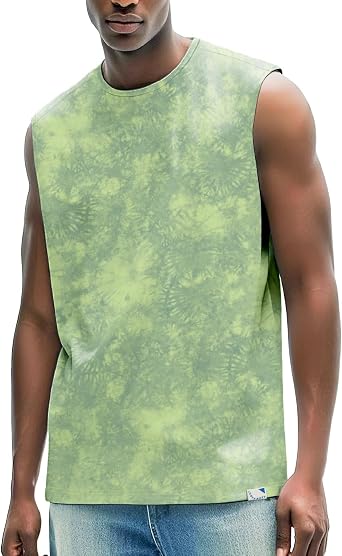 Mens Tank Tops Tie Dye Sleeveless Shirts Loose Fit