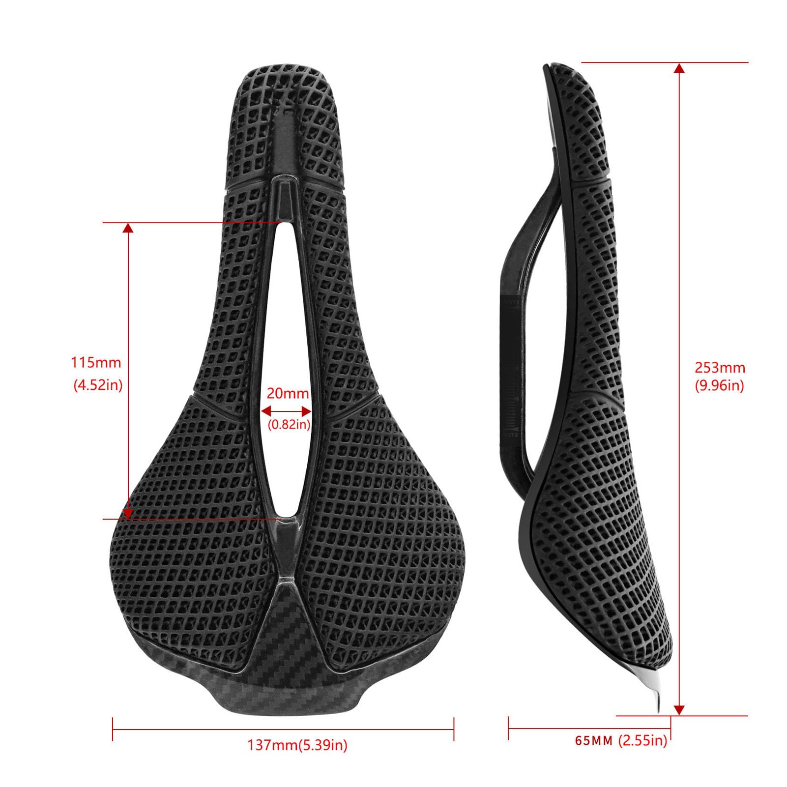Sillín de Bicicleta de Fibra Carbono Impreso en 3D: Hueco, Transpirable y Amortiguador para Bicicletas Montaña y Carretera