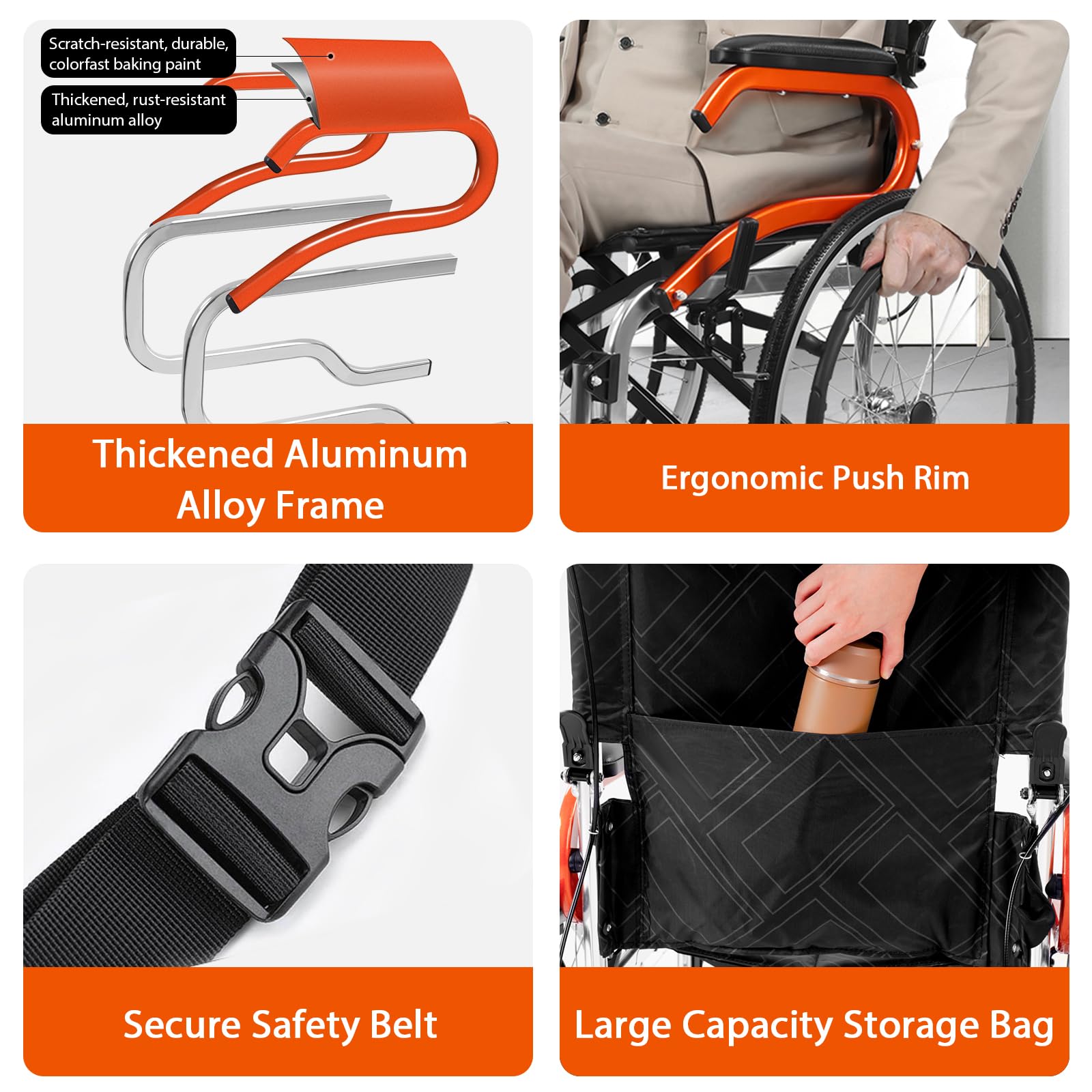 Ultra-Lightweight Travel Wheelchair - Foldable & Portable -3