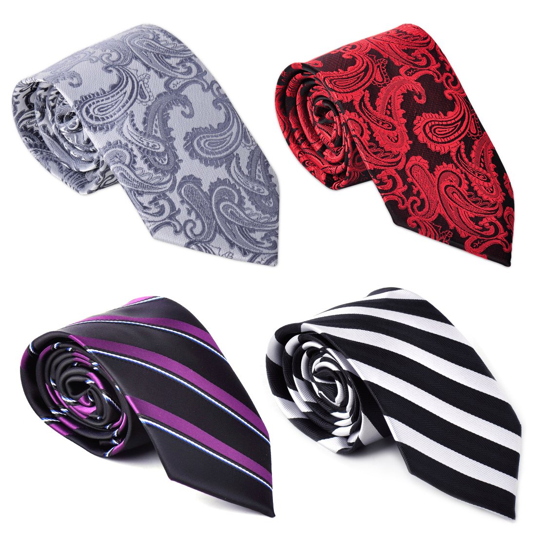Hombres Paisley Corbata diseño de Rayas Jacquard Corbata Tejido Regalo Set 2