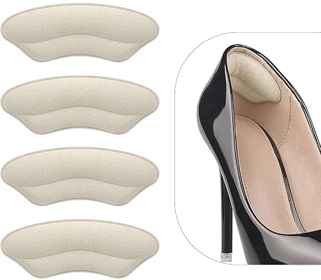 Heel Grips Liner Cushions Inserts for Loose Shoes, Heel Pads Snugs for Shoe Too Big Men Women, Filler Improved Shoe Fit and Comfort, Prevent Heel Slip and Blister (4 Pairs) (Pale Apricot)
