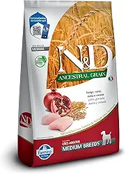 N&D Ancestral para Cães Adultos de Raças Médias Sabor Frango, Romã, Aveia e Cevada 10,1Kg