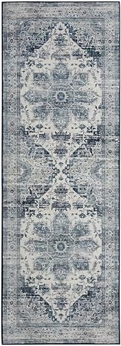 Miniatura 2 de Alfombra de área de 2 x 6 pies, tribal, envejecida, para entrada, medallón vintage, alfombra para interiores, alfombra de pelo bajo, suave,