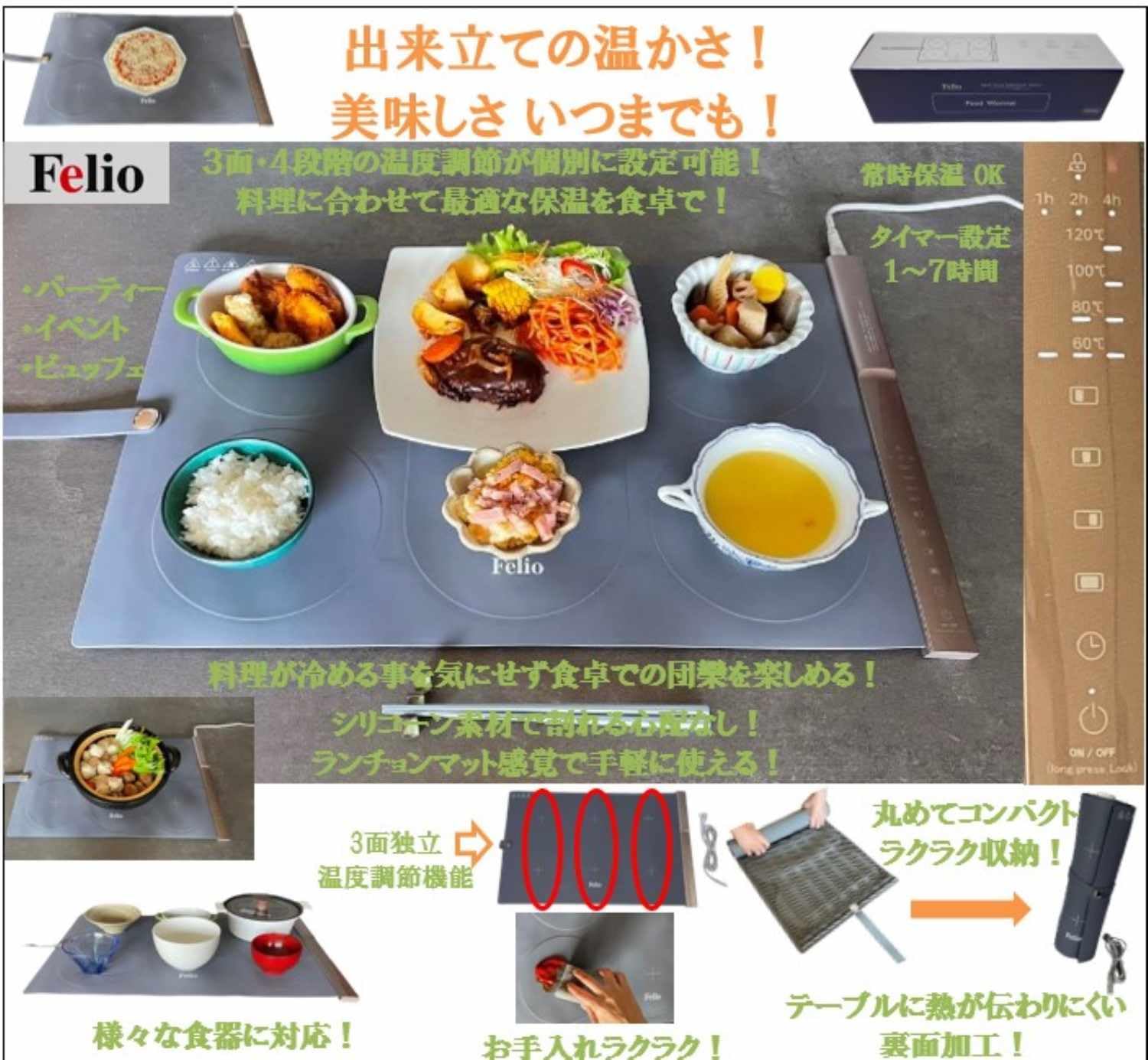 Amazon.co.jp : 富士商 Felio 料理が冷めない 保温プレート フード