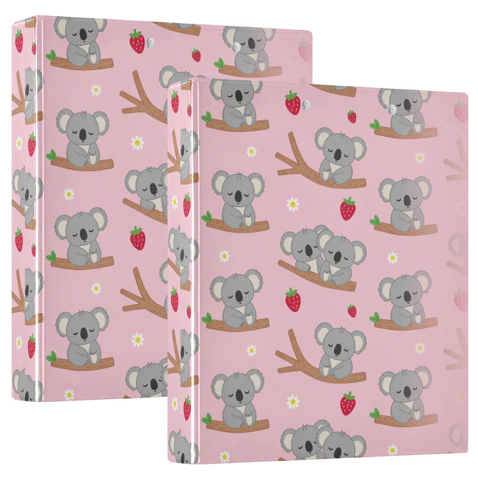 Raccoglitori per quaderni da 1,5 pollici, motivo koala, fragola, ramo rosa