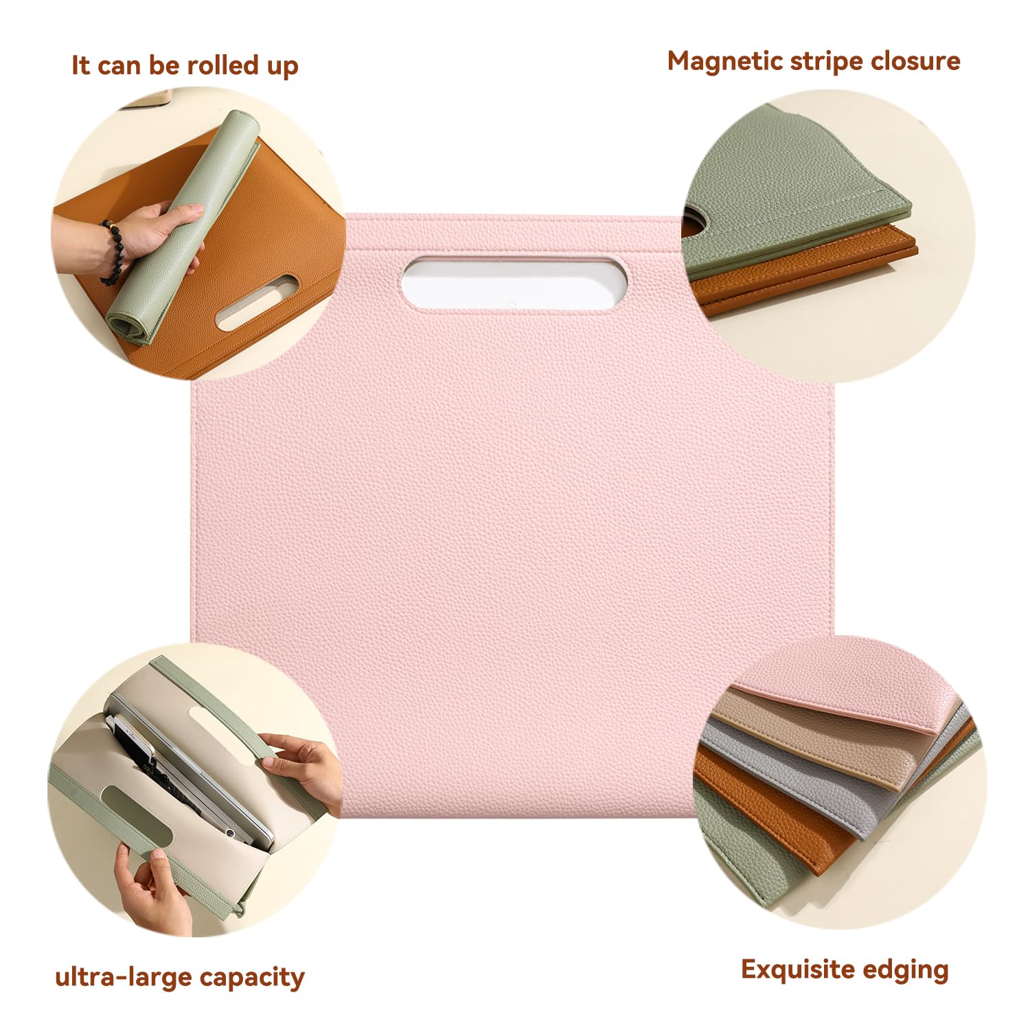 Organiseur de documents imperméable en cuir synthétique de qualité supérieure – Résistant aux déversements, facile à nettoyer, options multicolores, 33,9 x 31,9 cm, idéal pour les étudiants et les