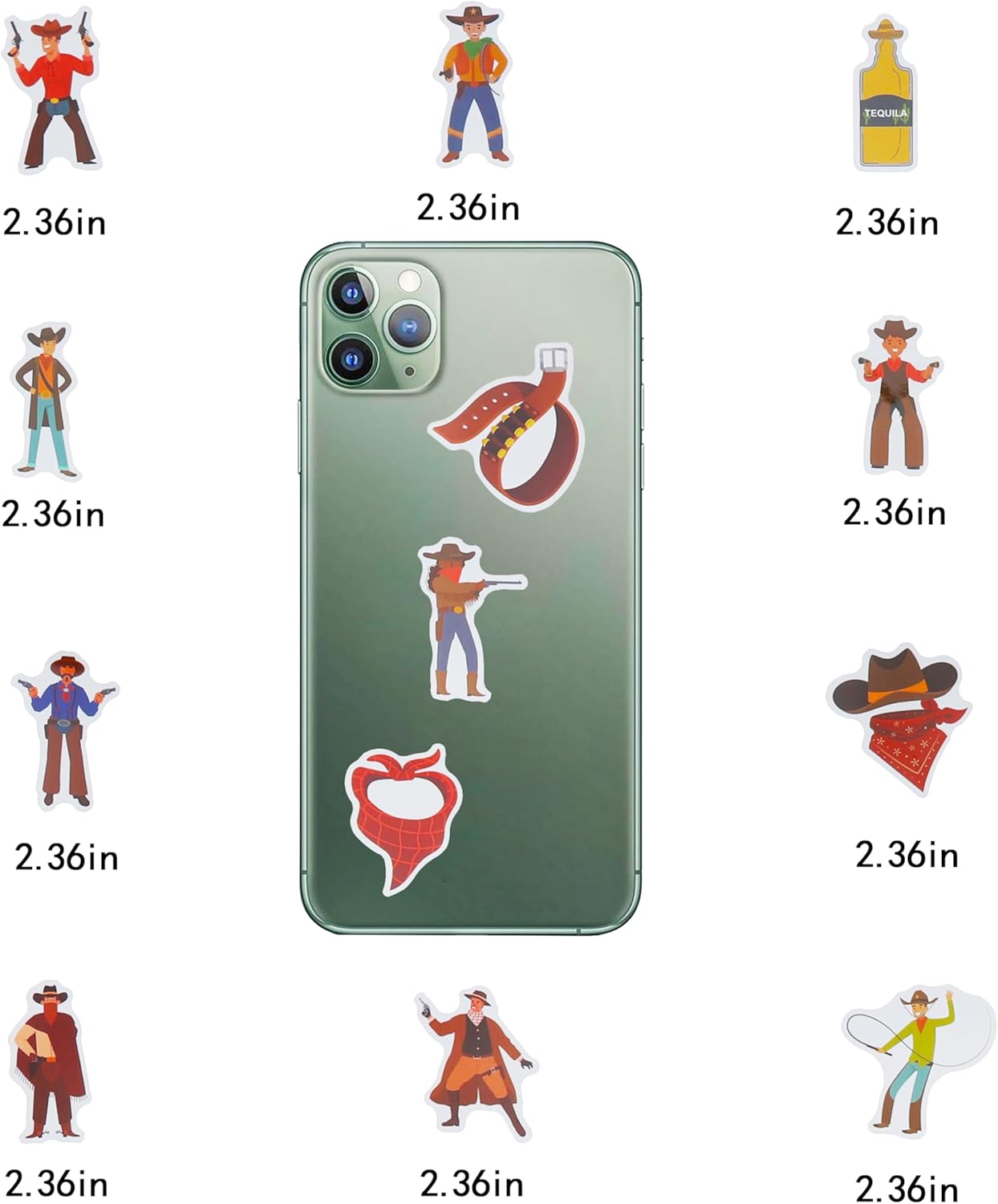 100 Pack Cowboy Stickers, Western Cowboy Rodeo Party Favors, Birthday Decorations