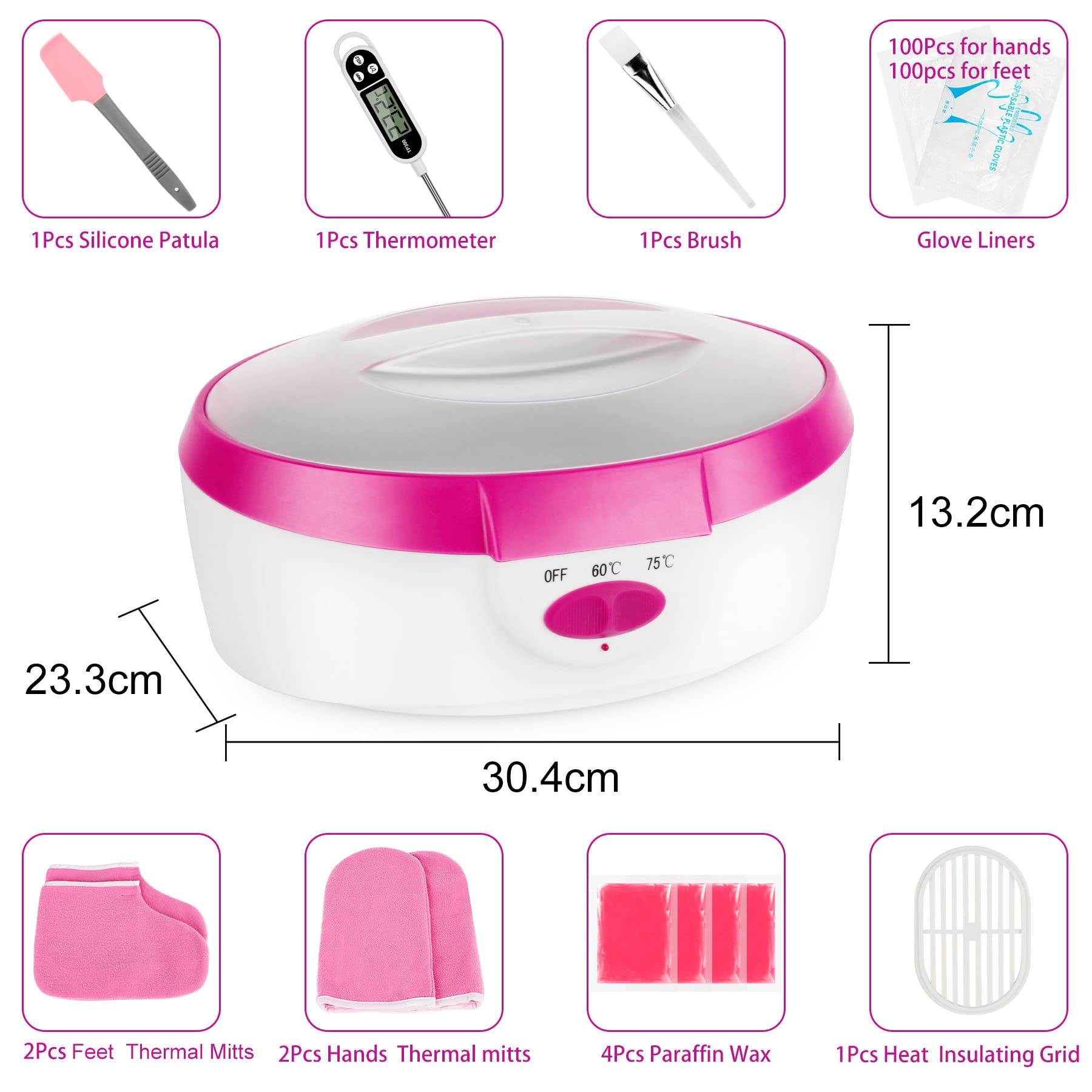 Paraffinbäder Wachsbad für Hände und Füße, Forever Speed Paraffin Wachsbad für Hände und Füße Gerät 265W, Elektrisches Wachsbad mit Paraffinwachs Set Rosa