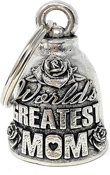 Bravo Bells Worlds Greatest Mom Bell - Biker Bell Accessory or Key Chain for Good Luck on The Road