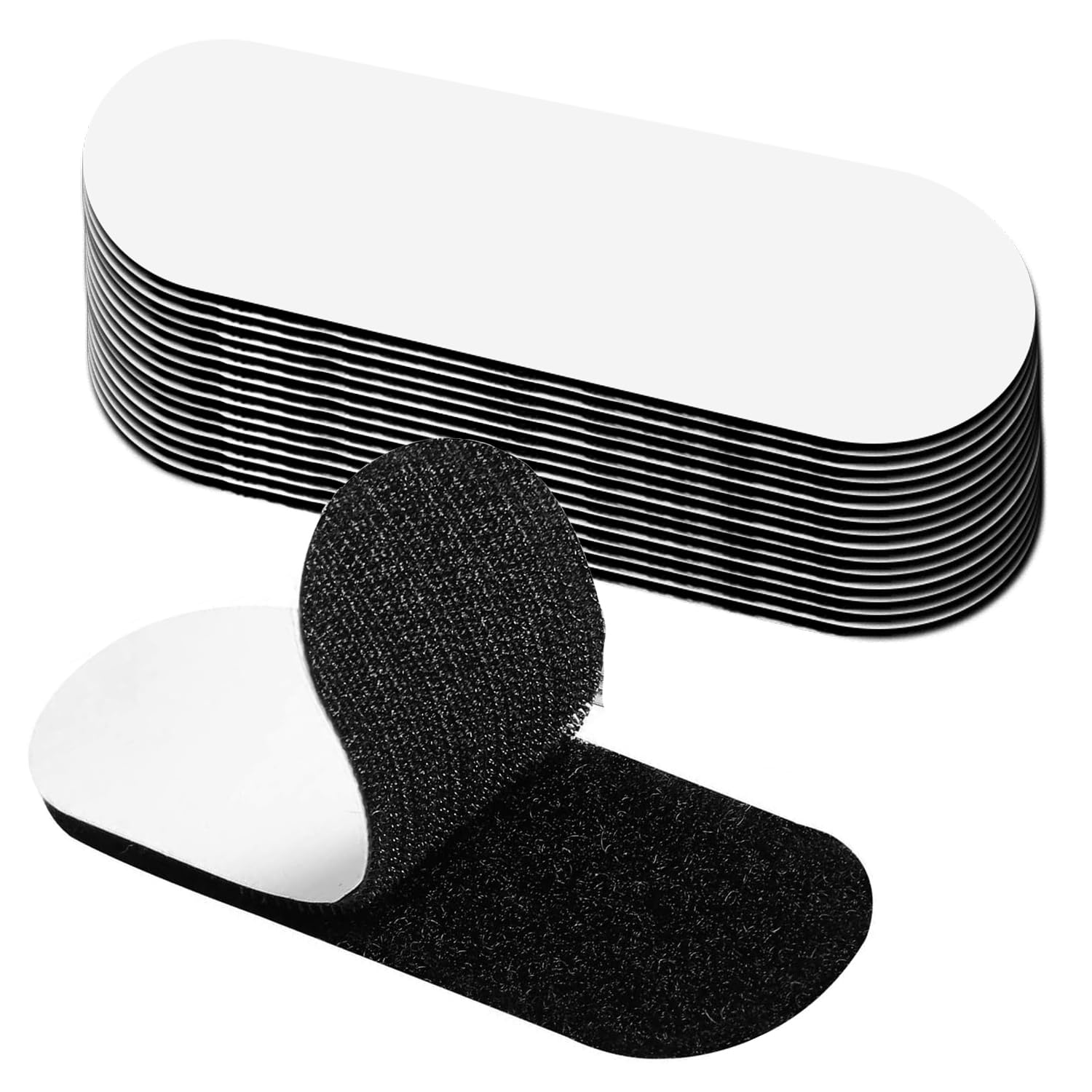 Cinta De Gancho Y Bucle (15 Pares), Adhesivo Fuerte Hook y Loop, Ancho Reutilizable Nylon Cinta Doble Cara para Oficina, Para Hogar y Oficina, 3 * 10cm, Oval negro