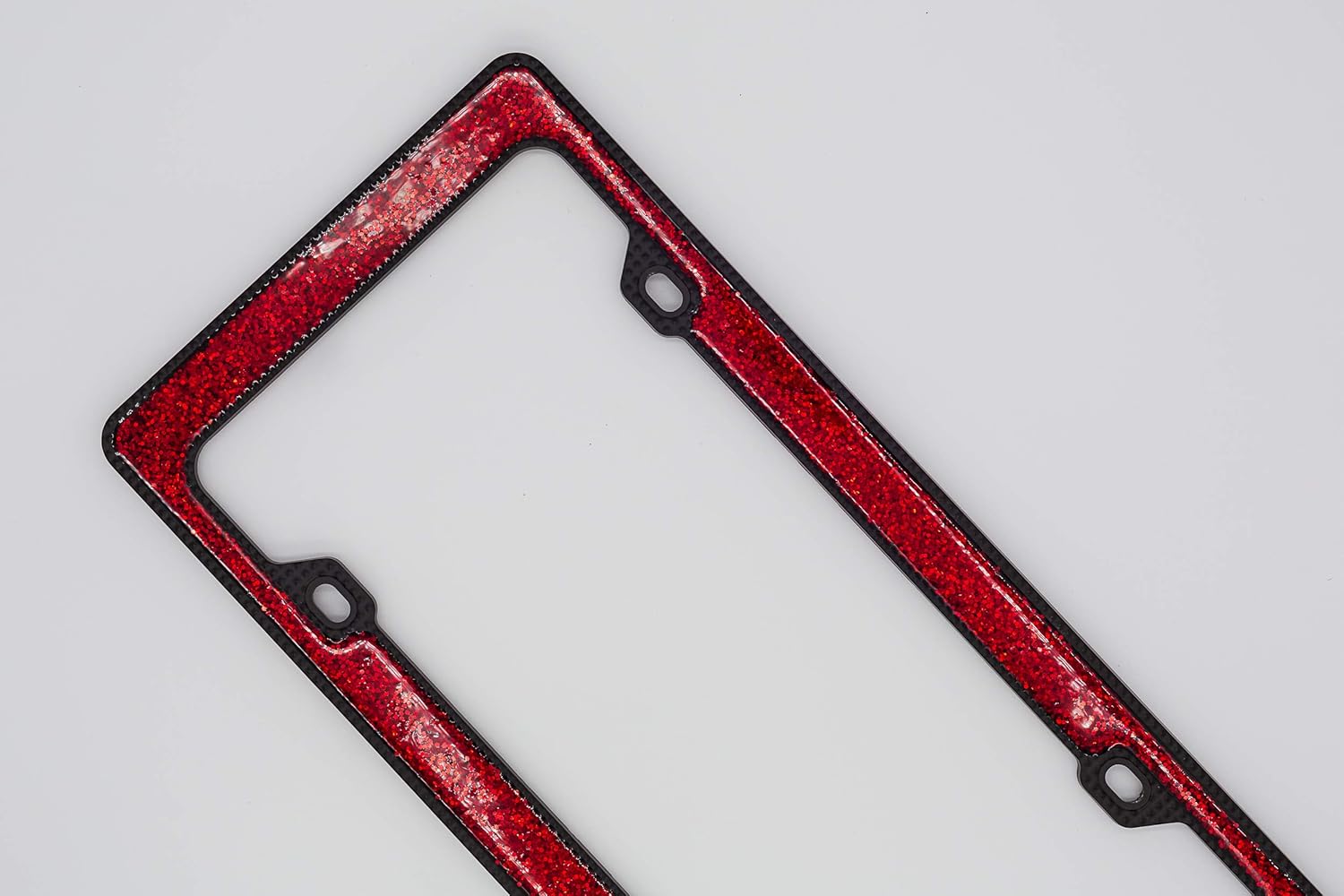 Creathome 3D Shining and Neon License Plate Frame from Pure Zinc Alloy Metal Perfect Plate Holder, Matt Black with Red Glitter - Image 6