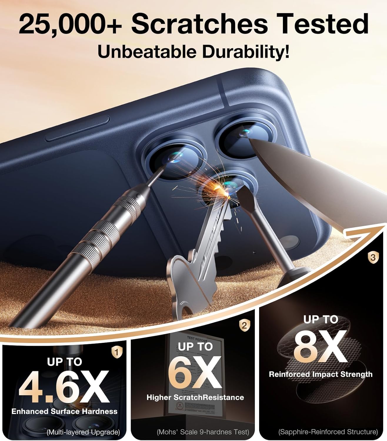 UltraGlass UNBREAK TOP 9H+ Glass for iPhone 17 Pro Max/17 Pro Camera Protector [NO.1 Military Grade Shatterproof] iPhone 17 Pro Max Camera Lens Protector, 17 ProMax Lens Screen Cover, Deep Blue - Image 4