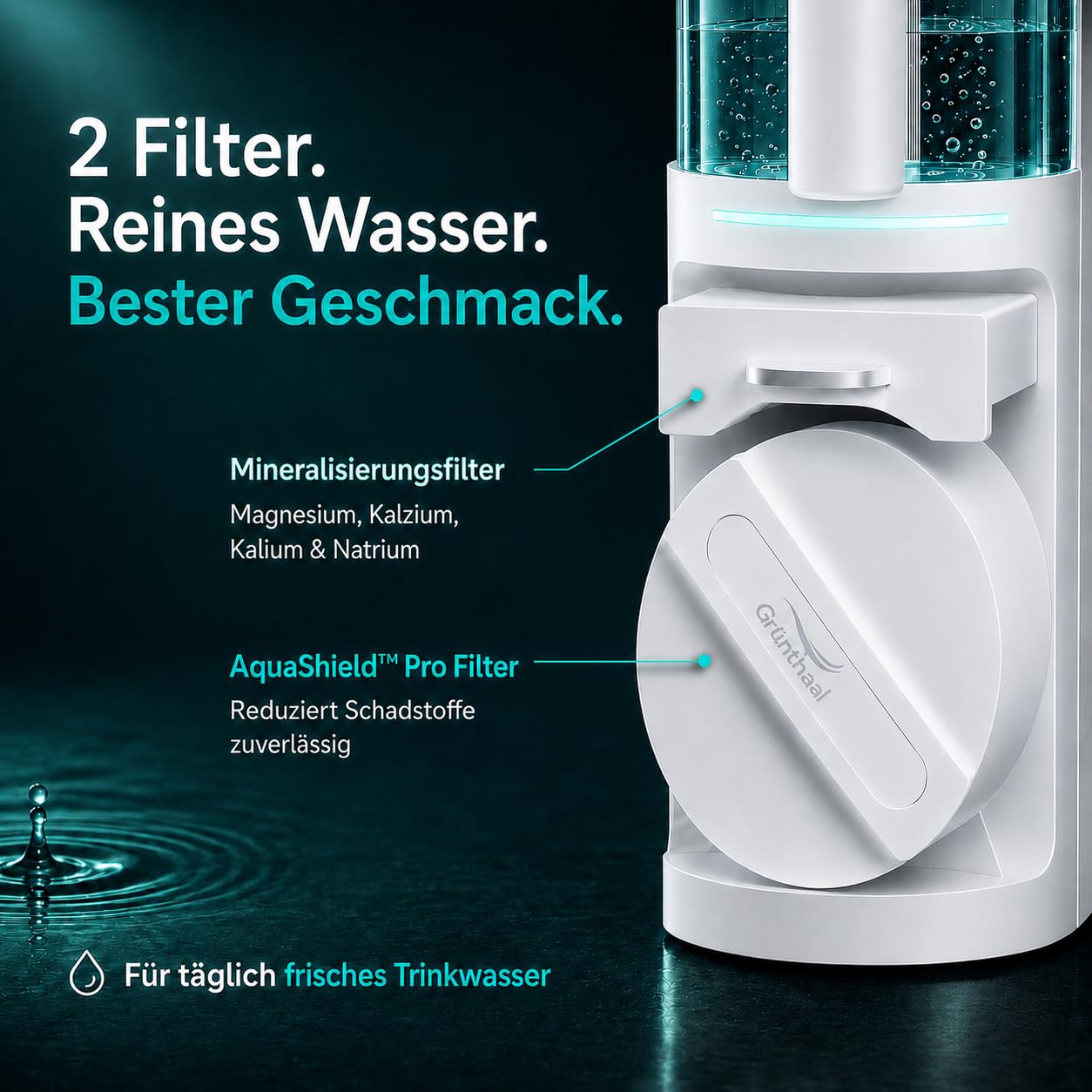AquaLiva elan Osmoseanlage Auftisch Umkehrosmoseanlage Trinkwasser 10-fach Tiefenfilterung UV-Hygiene Mineralisierung
