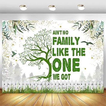 Sensfun 7x5ft Family Reunion Backdrop Family Tree Together We are Family Photography Background Green Leaves Glitter Dots Family Gathering Party Decorations Supplies Photo Banner Booth Props