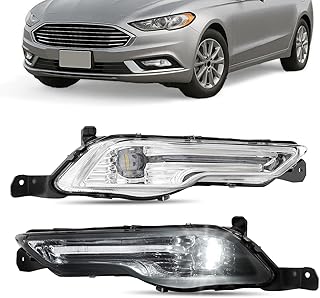 HECASA Pair LED Fog Lights Compatible with 2017-2020 Ford Fusion|2018-2019 Ford Explorer/Police Interceptor Utility Replacement for FO2592240 FO2593240 Front Bumper Lamp Black+Clear Lens Left&Right
